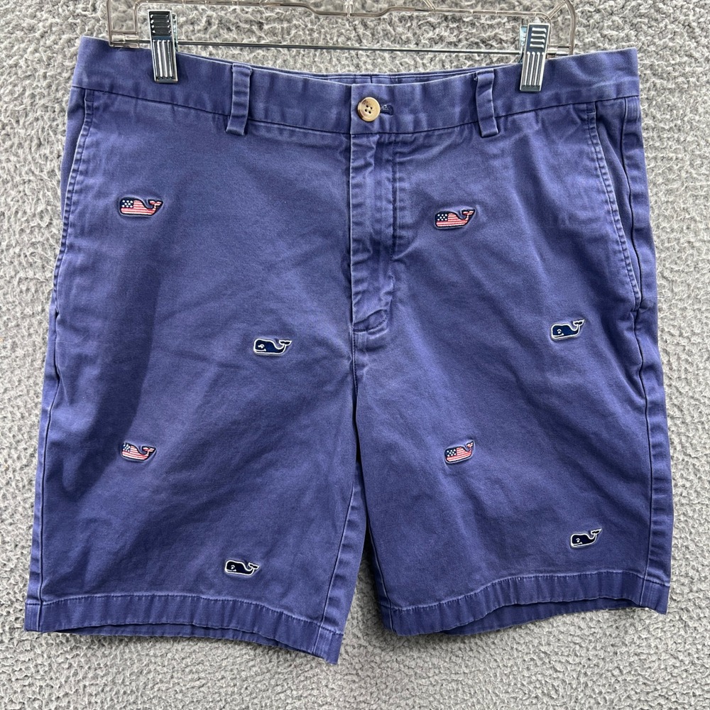Vineyard Vines Mens Breaker Shorts 36 Embroidered Whale American Flag Preppy